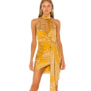 Camila Coelho Antonia Mini Dress in Gold Tropical